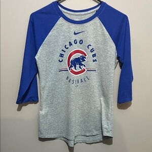 Nike Chicago Cubs 3/4 Sleeve Tee - Blue and Gray